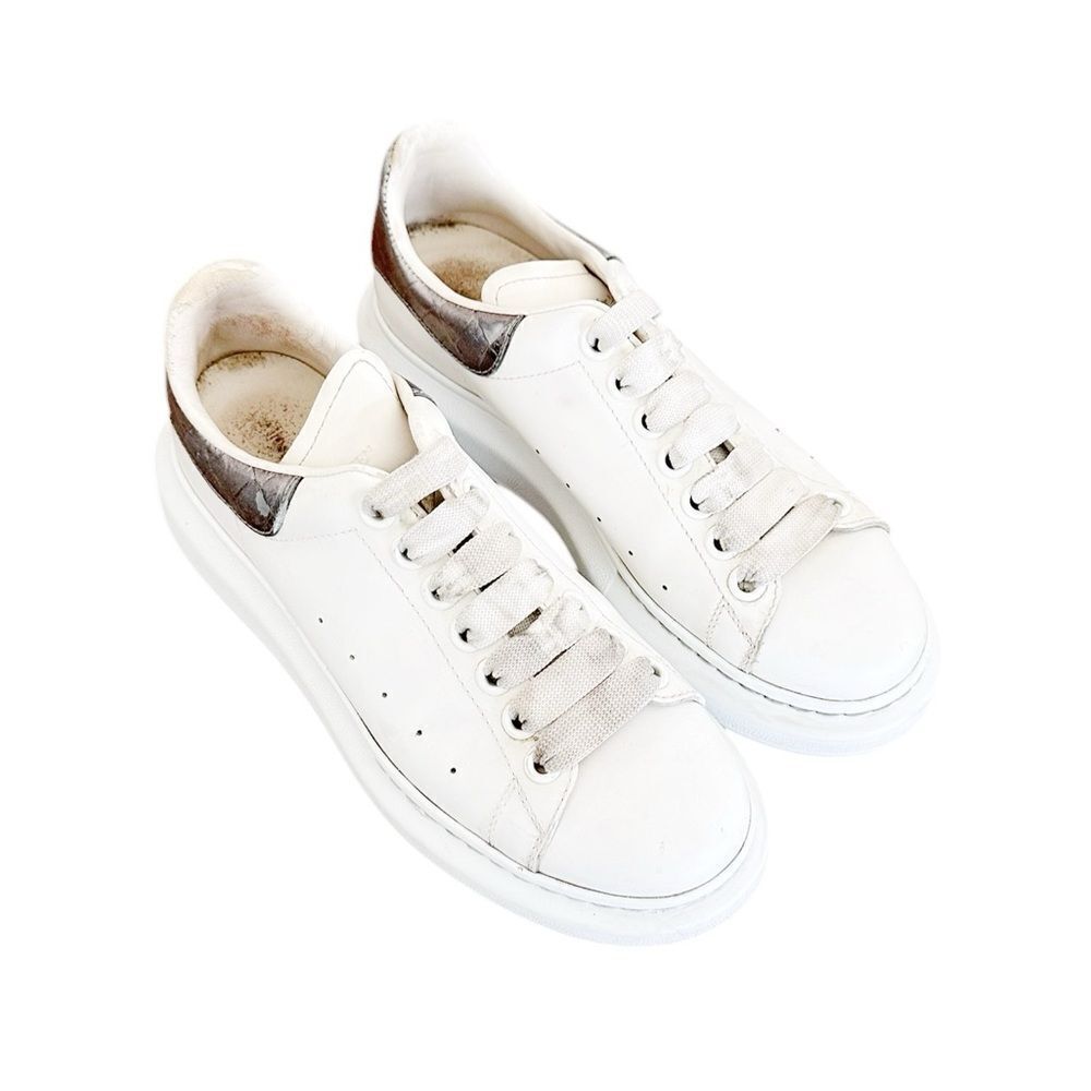 RARE ALEXANDER MCQUEEN Oversized Sneakers in White / Gunmetal Croc - Picture 2 of 6